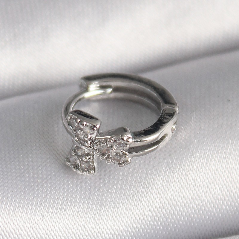 316L Çelik Gümüş Renk Zirkon Taşlı Kurdele Model Tragus Piercing