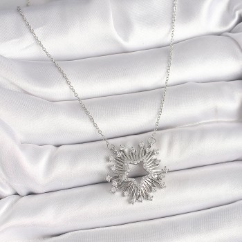 316L Çelik Gümüş Renk Zirkon Taşlı Yıldız Model Kadın Kolye