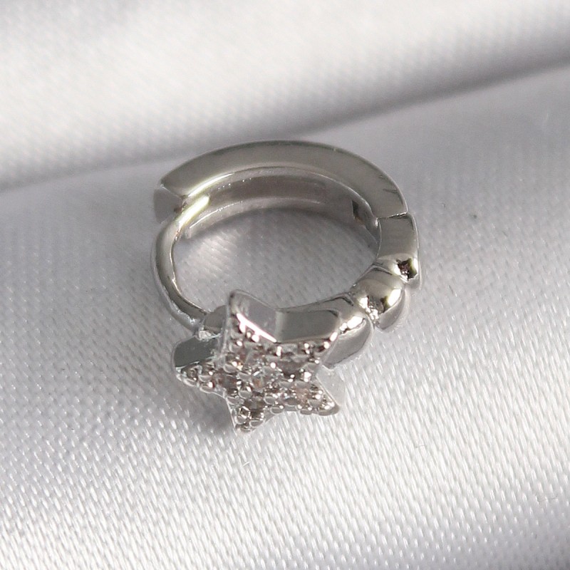 316L Çelik Gümüş Renk Zirkon Taşlı Yıldız Model Tragus Piercing