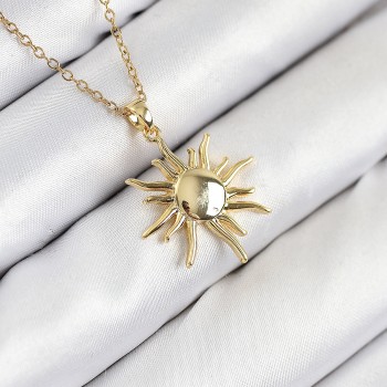 316L Çelik Güneş Model Gold Renk Kadın Kolye