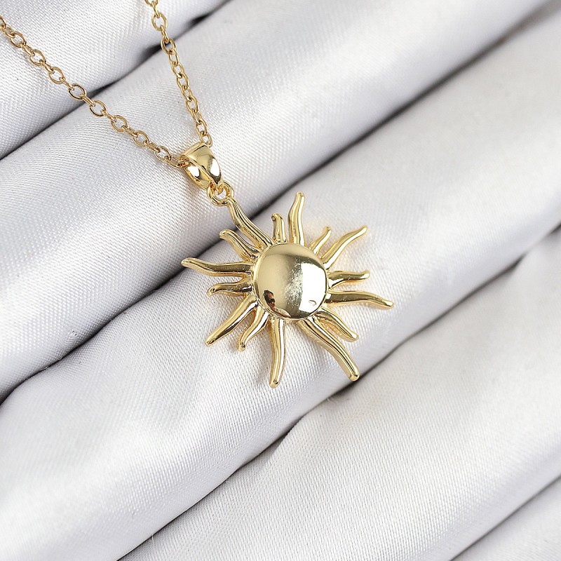 316L Çelik Güneş Model Gold Renk Kadın Kolye