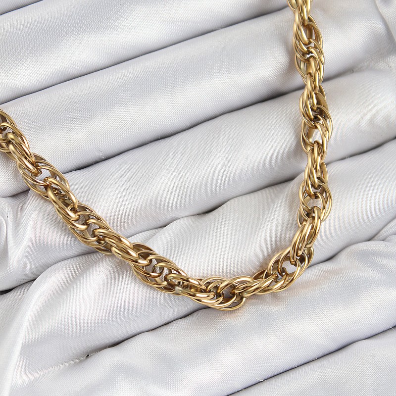 316L Çelik Halat Model Gold Renk Kadın Kolye