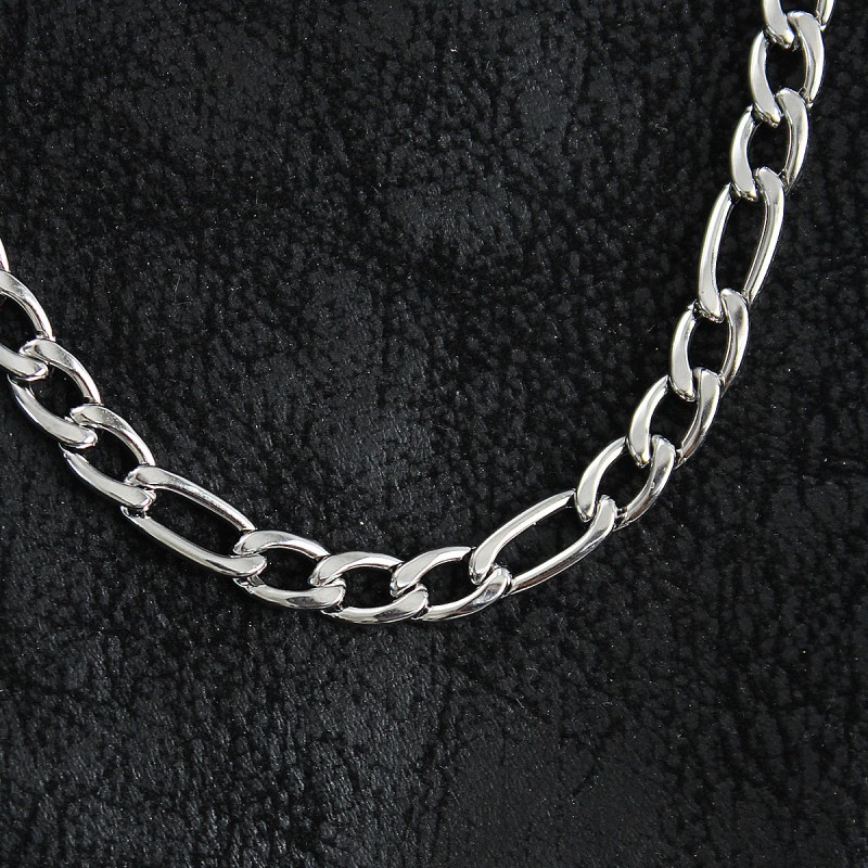 316L Çelik Kalın Figaro Zincir Model Gümüş Renk Erkek Kolye