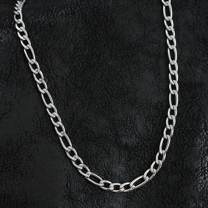 316L Çelik Kalın Figaro Zincir Model Gümüş Renk Erkek Kolye