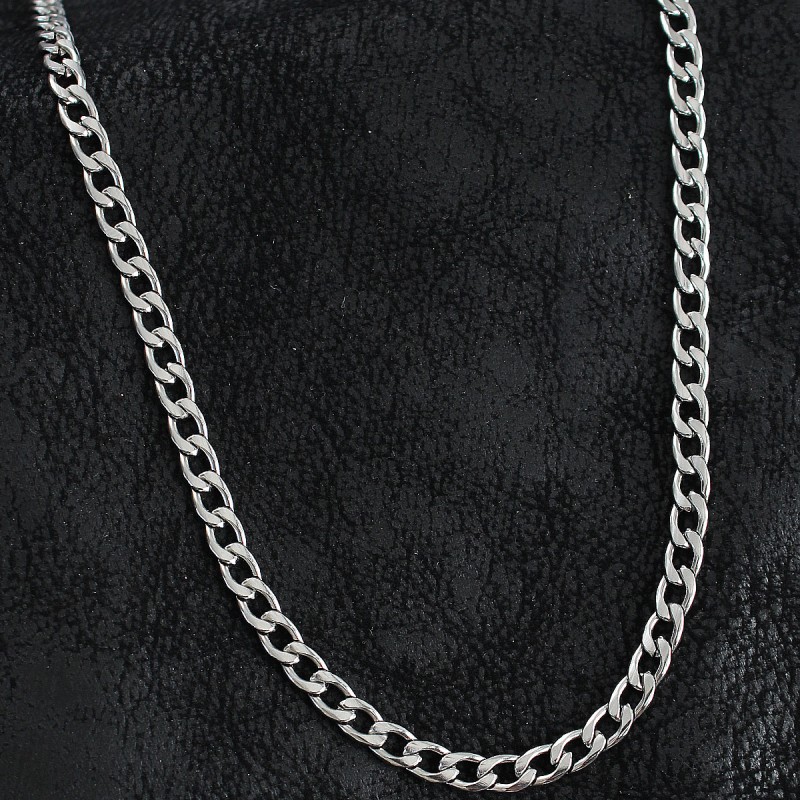 316L Çelik Kalın Klasik Zincir Model Gümüş Renk Erkek Kolye