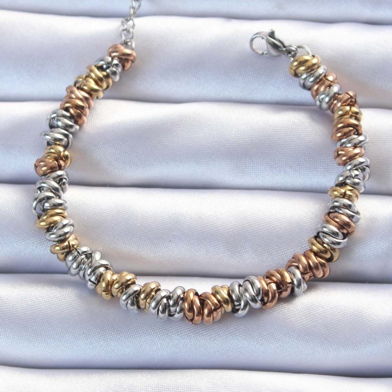 316L Çelik Karışık Renkli İç İçi Geçmeli Bombeli Bileklik