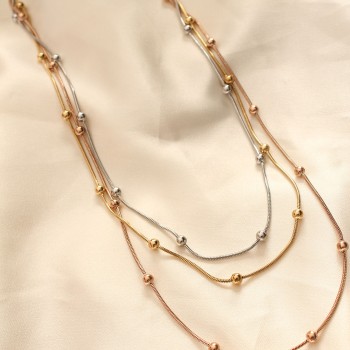 316L Çelik Karışık Renkli Topçuk Tasarımlı Çoklu Kolye