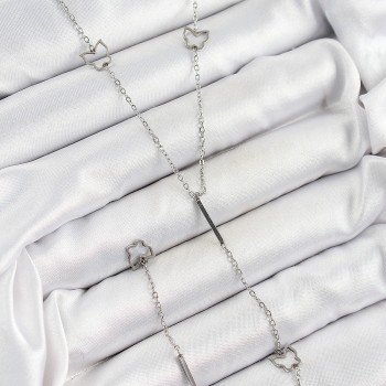 316L Çelik Kelebek Figürlü Y Model Gümüş Renk Kadın Kolye