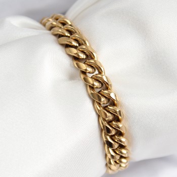 316L Çelik Klasik Kalın Zincir Model Gold Renk Kadın Bileklik