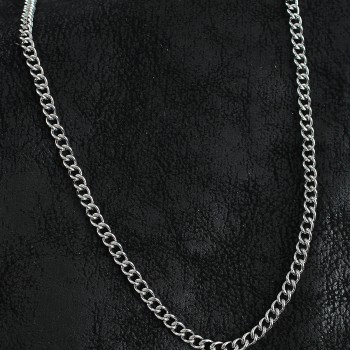 316L Çelik Klasik Oval Zincir Model Gümüş Renk Erkek Kolye