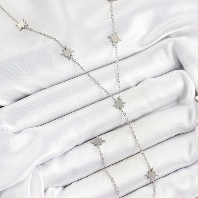 316L Çelik Kutup Yıldızı Figürlü Y Model Gümüş Renk Kadın Kolye