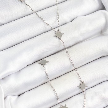 316L Çelik Kutup Yıldızı Figürlü Y Model Gümüş Renk Kadın Kolye