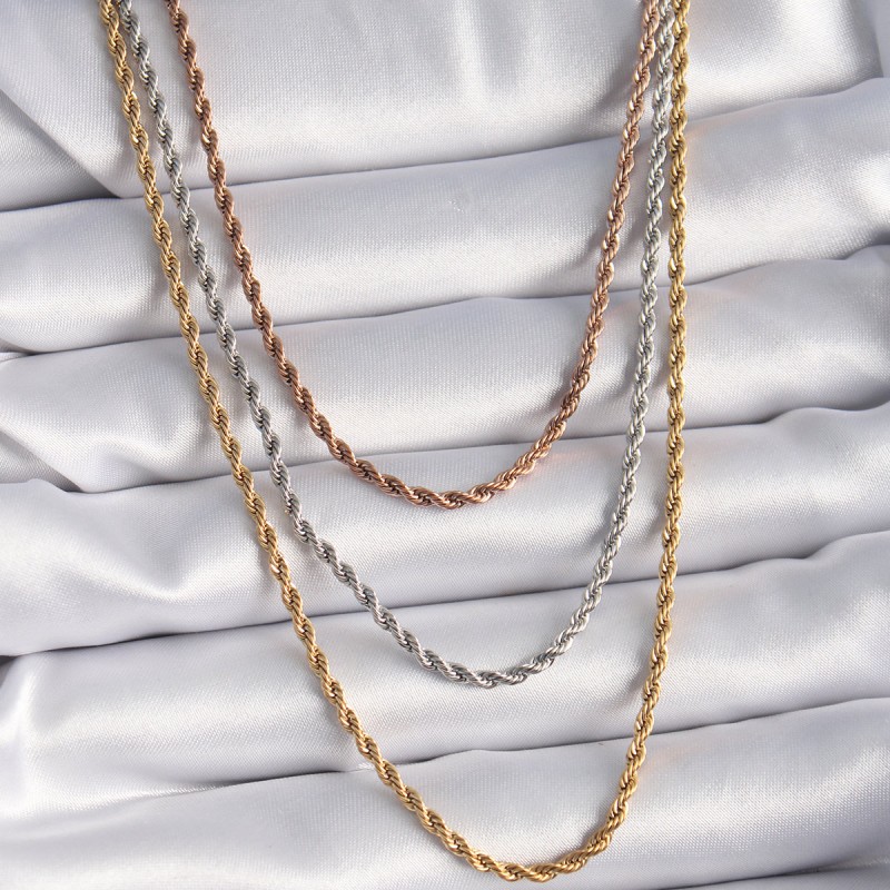 316L Çelik Mix Renk Burgu Zincir Model Kadın Kolye