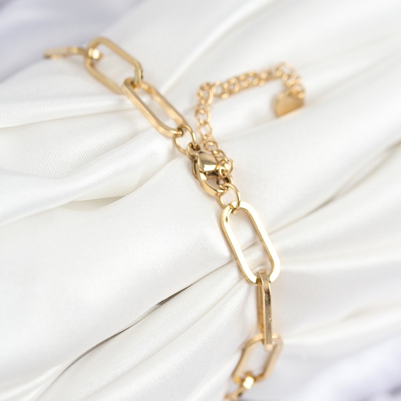 316L Çelik Nazar Boncuğu Ve Zirkon Taşlı Kalp Model Gold Renk Kadın Bileklik