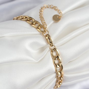 316L Çelik Nazar Boncuk Detaylı Yonca Model Gold Renk Kadın Bileklik