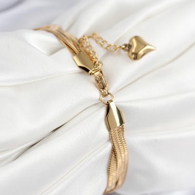 316L Çelik Örgü İtalyan Zincir Model Gold Renk Kadın Bileklik