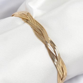 316L Çelik Örgü İtalyan Zincir Model Gold Renk Kadın Bileklik