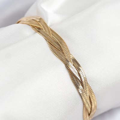 316L Çelik Örgü İtalyan Zincir Model Gold Renk Kadın Bileklik