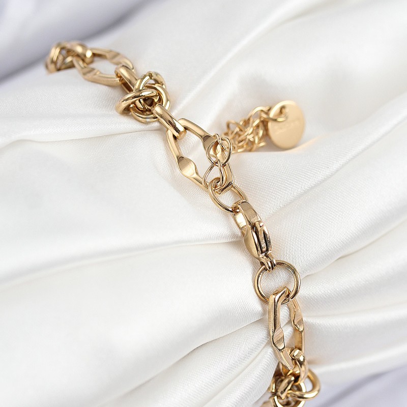 316L Çelik Parçalı Zincir Model Gold Renk Kadın Bileklik