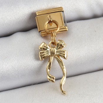 316L Çelik Sallantılı Uzun Fiyonk Model Gold Renk Nomination Charm