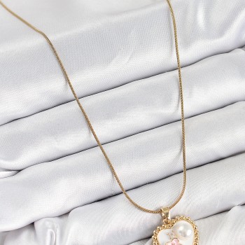 316L Çelik Sanatsal Portre Model Gold Renk Kadın Kolye