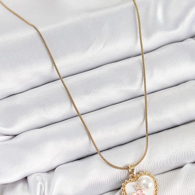 316L Çelik Sanatsal Portre Model Gold Renk Kadın Kolye