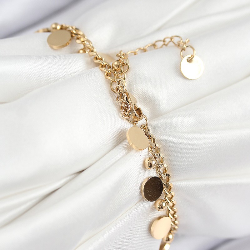 316L Çelik Sıralı Pul Model Gold Renk Kadın Bileklik