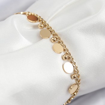 316L Çelik Sıralı Pul Model Gold Renk Kadın Bileklik