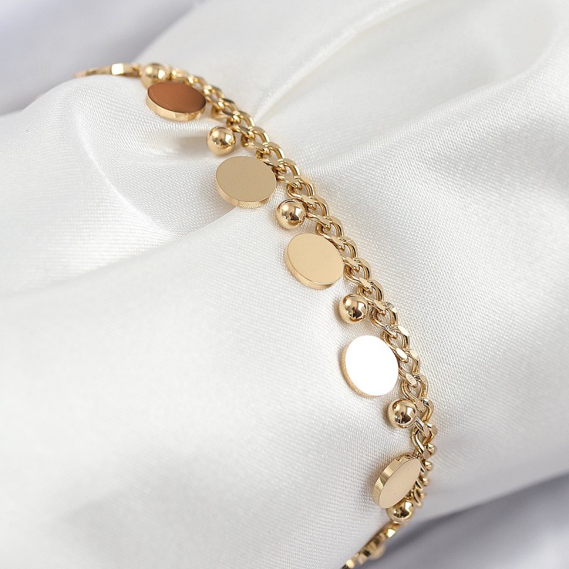 316L Çelik Sıralı Pul Model Gold Renk Kadın Bileklik