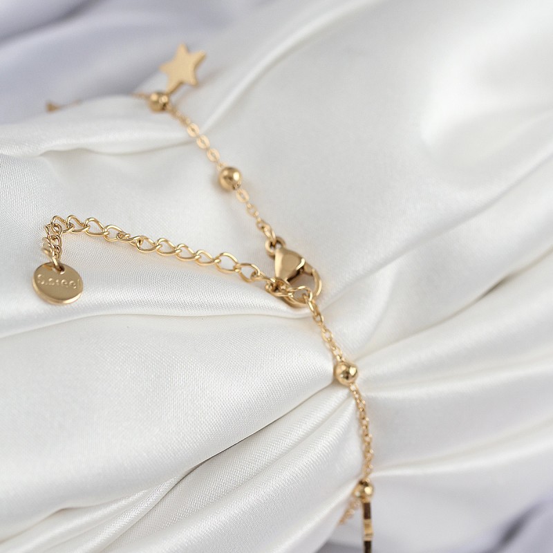 316L Çelik Sıralı Yıldız Model Gold Renk Kadın Bileklik