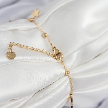 316L Çelik Sıralı Yonca Model Gold Renk Kadın Bileklik