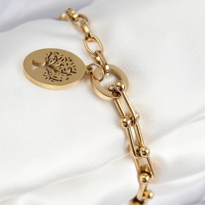 316L Çelik Tifany Ağaç Model Gold Renk Kadın Bileklik
