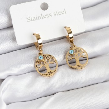 316L Çelik Yaşam Ağacı Model Kadın Küpe