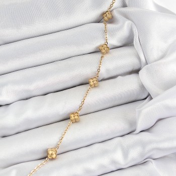 316L Çelik Yonca Model Gold Renk Kadın Bileklik