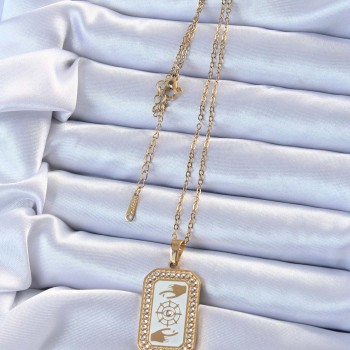 316L Çelik Zincir Altın Renk Mineli Zirkon Taşlı Göz Figür Tarot Kolye