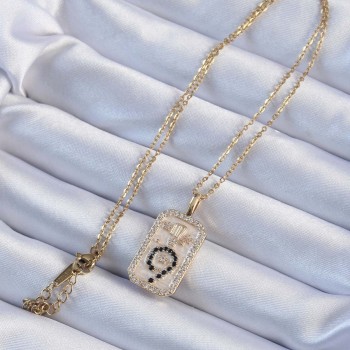 316L Çelik Zincir Altın Renk Zirkon Taşlı Minimal Papatya Figürlü Tarot Kolye