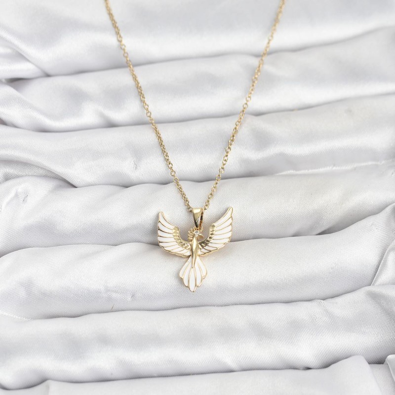 316L Çelik Zincir Gold Renk Anka Kuşu Model Kadın Kolye