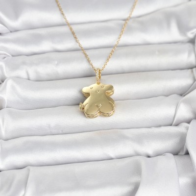 316L Çelik Zincir Gold Renk Ayıcık Model Açılabilir Kadın Kolye