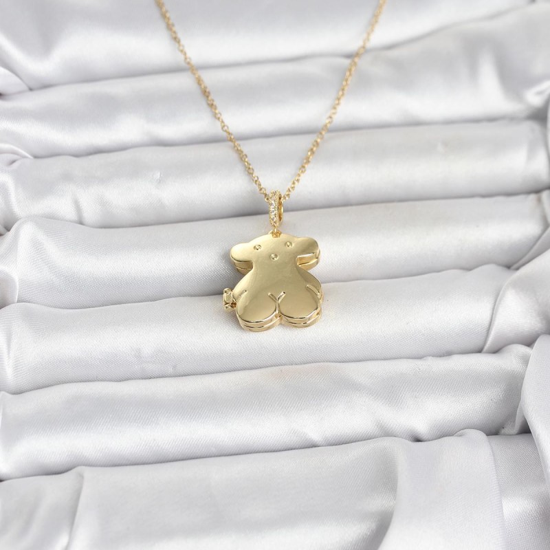 316L Çelik Zincir Gold Renk Ayıcık Model Açılabilir Kadın Kolye