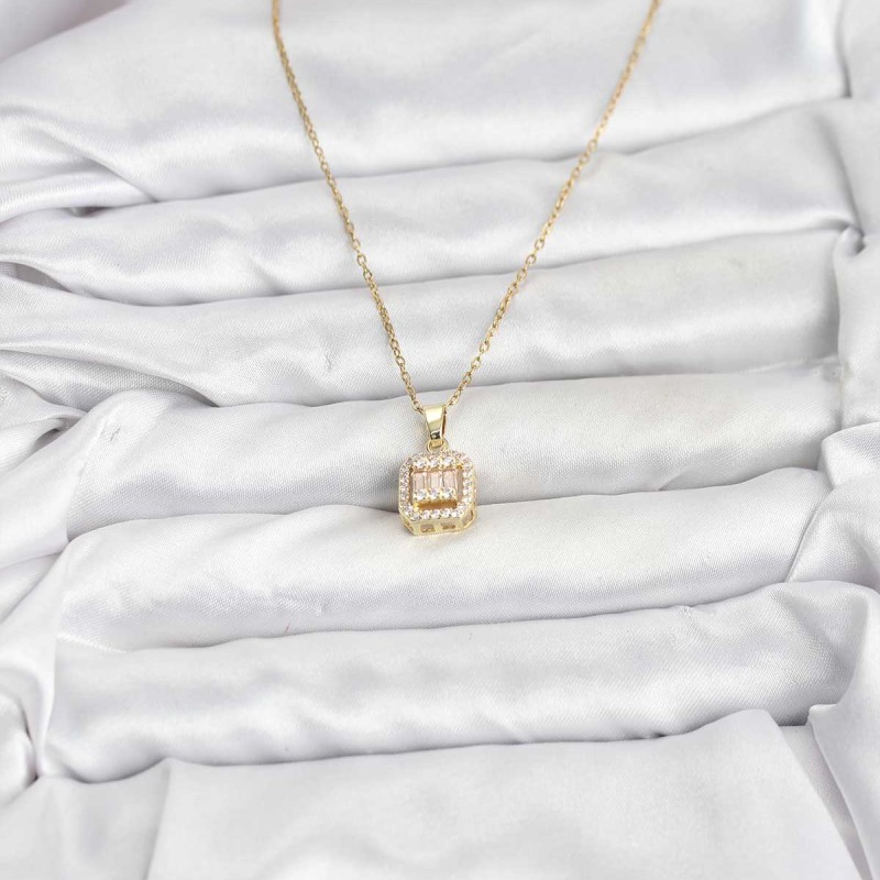 316L Çelik Zincir Gold Renk Baget Model Kadın Kolye