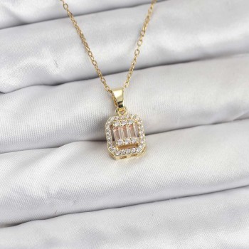 316L Çelik Zincir Gold Renk Baget Model Kadın Kolye