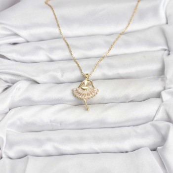 316L Çelik Zincir Gold Renk Balerin Model Kadın Kolye