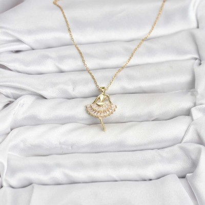 316L Çelik Zincir Gold Renk Balerin Model Kadın Kolye