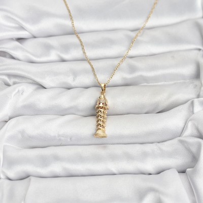 316L Çelik Zincir Gold Renk Balık Model Zirkon Taşlı Kadın Kolye