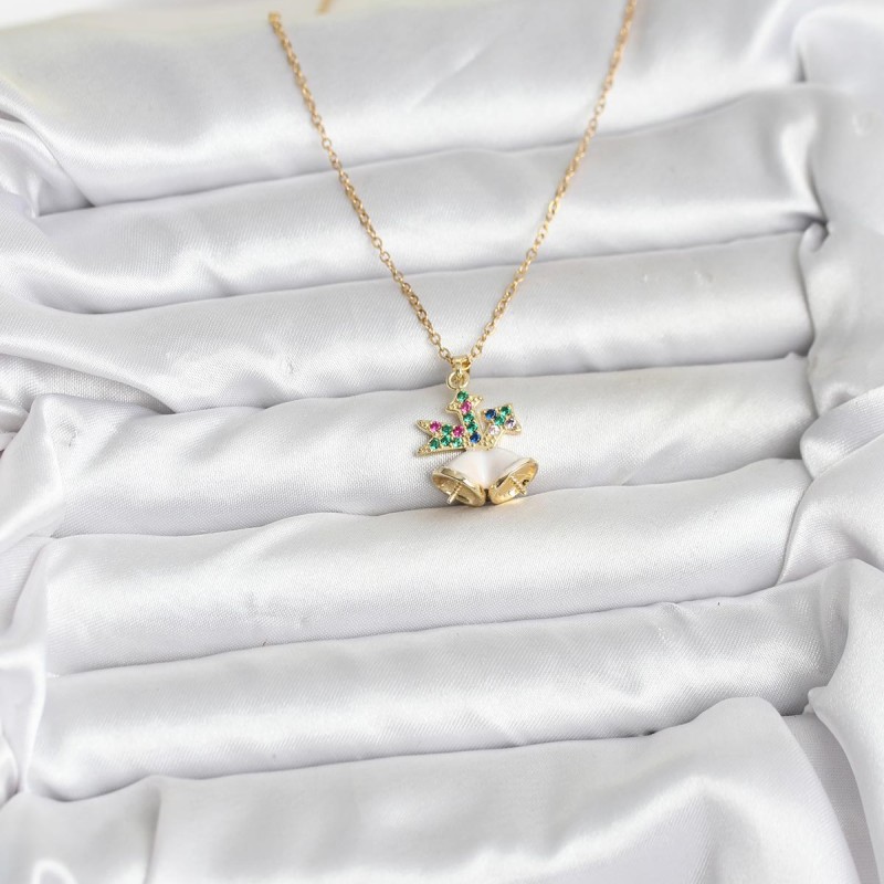 316L Çelik Zincir Gold Renk Chirtsmas Bell Model Yılbaşı Temalı Kadın Kolye