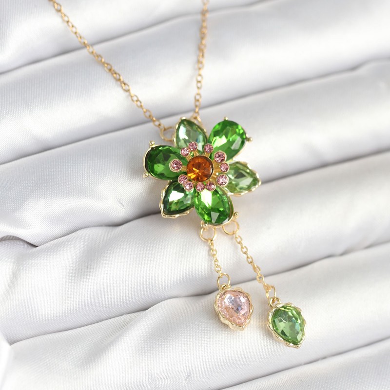 316L Çelik Zincir Gold Renk Çiçek Model Sallantılı Kadın Kolye