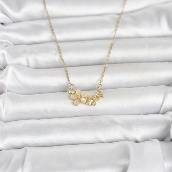 316L Çelik Zincir Gold Renk Çiçek ve Kelebek Model Kadın Kolye