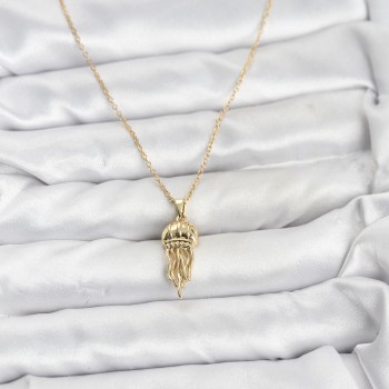 316L Çelik Zincir Gold Renk Deniz Anası Model Zirkon Taşlı Kadın Kolye