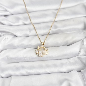 316L Çelik Zincir Gold Renk Deniz Tema Model Zirkon Taşlı Kadın Kolye