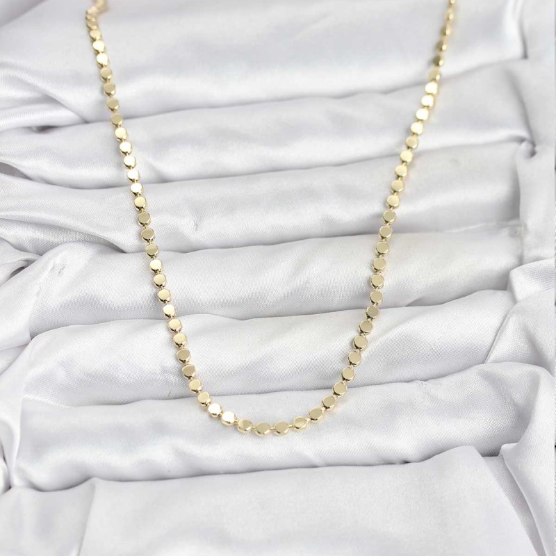 316L Çelik Zincir Gold Renk Ezme Zincir Model 65 cm Kadın Kolye